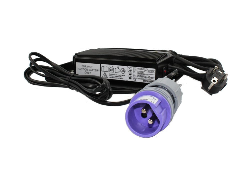 P. Berg Chargeur batterie 230V-50Hz, 24V-11A + IP65 USA-plug pour chariot BENOMIC