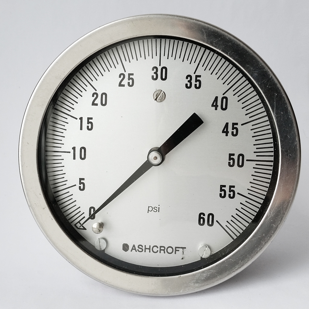 ​5" Ashcroft Pressure Gauge, 0-60 PSI, 1/4" MPT, dry