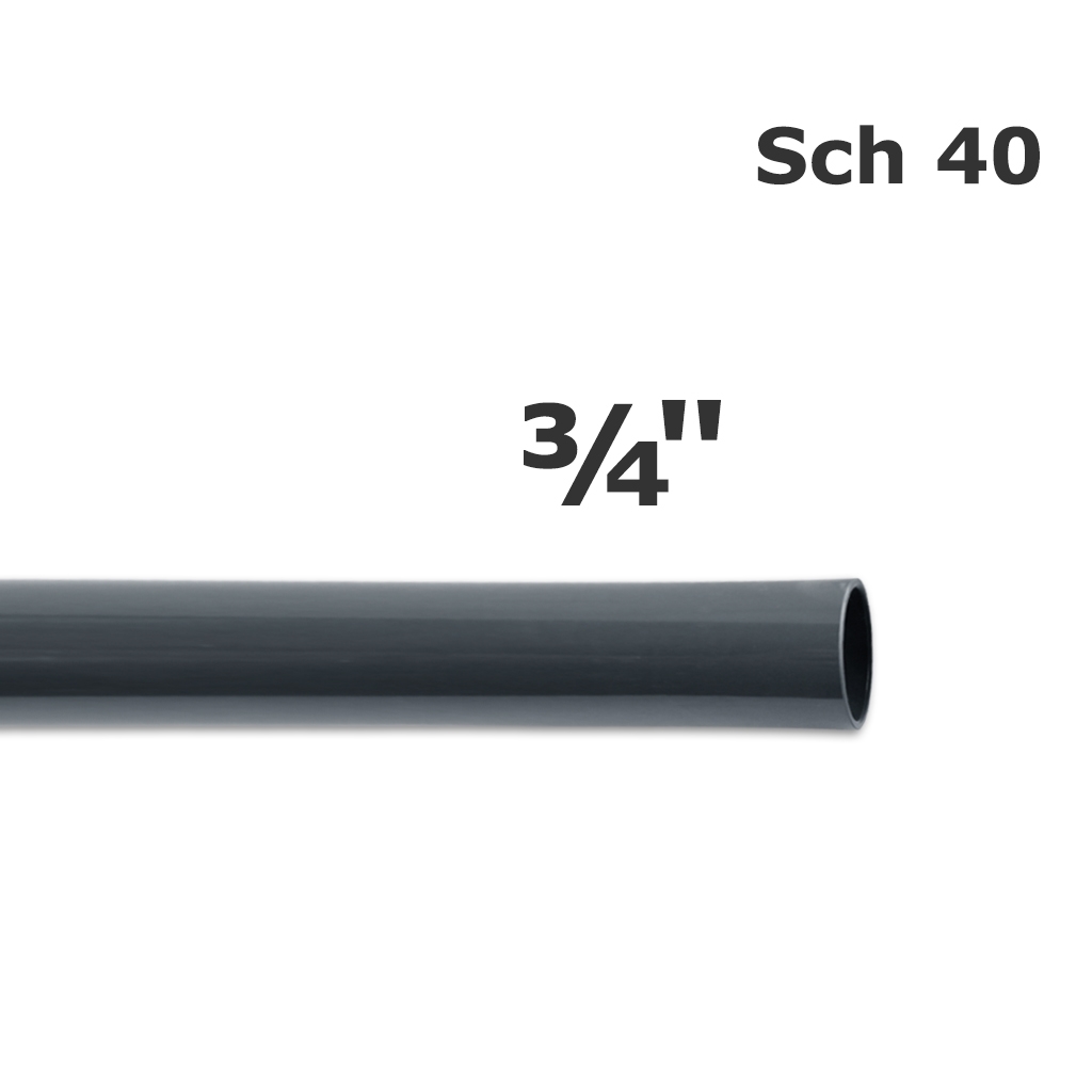 Tubo PVC sch 40 gris 3/4" (ID 0,810" OD 1,050") 
 (20')