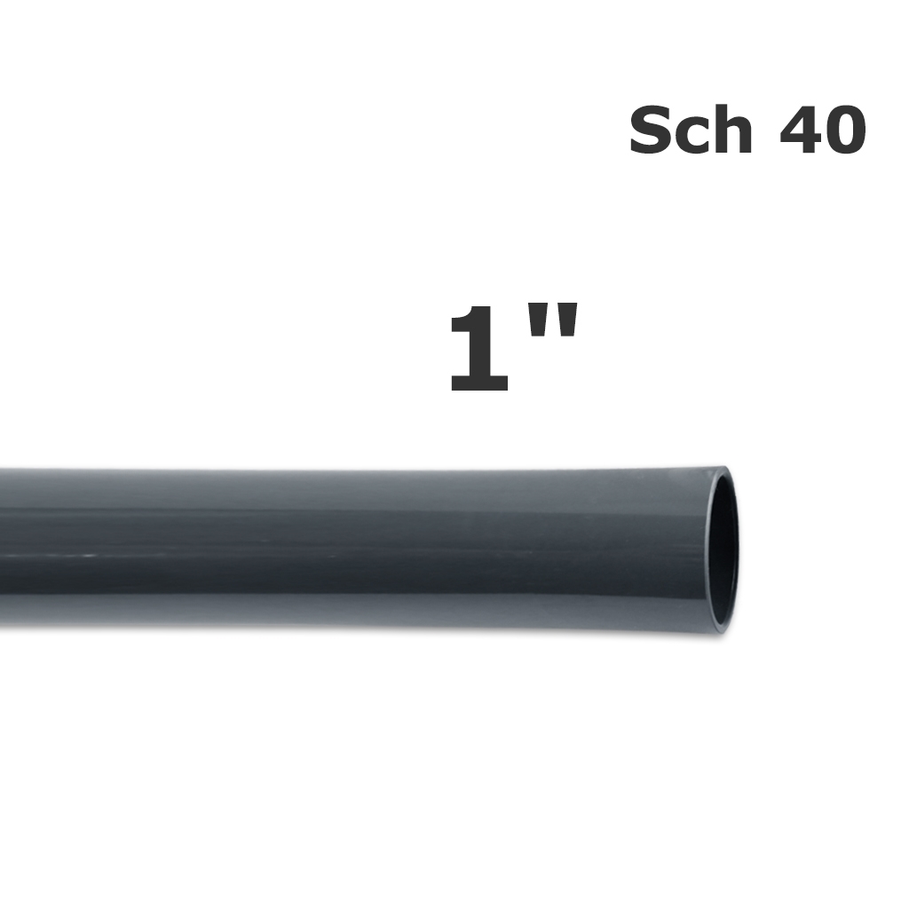 Sch 40 grey PVC pipe 1 in. (ID 1.033 in. OD 1.315 in.) (20 ft.)