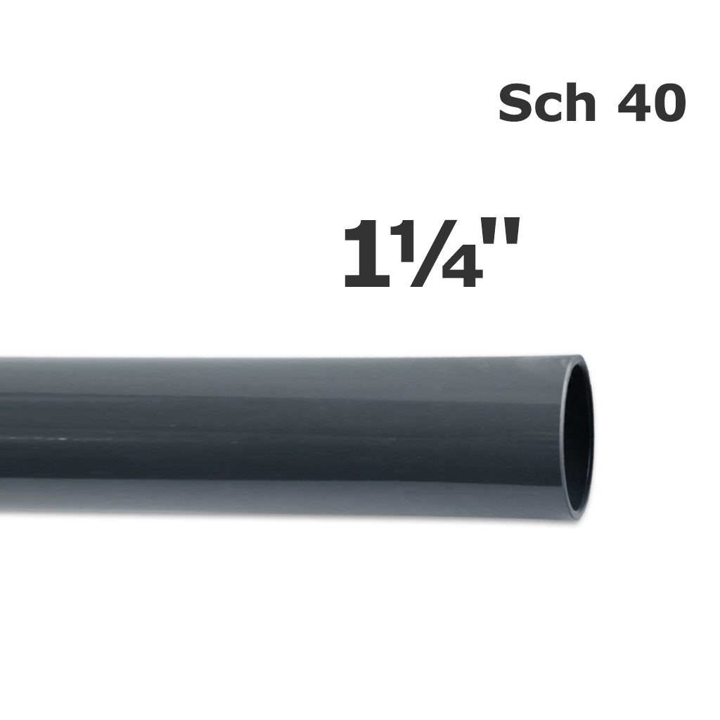 Sch 40 grey PVC pipe 1 1/4 in. (ID 1.364 in. OD 1.660 in.) (20 ft.)