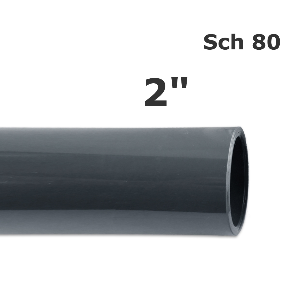 Sch 80 grey PVC pipe 2 in. (ID 1.913 in. OD 2.375 in.) (20 ft.)