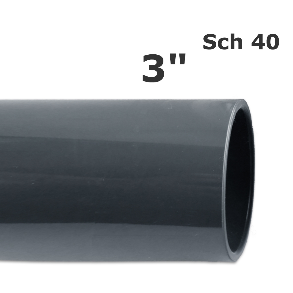 Sch 40 grey PVC pipe 3 in. (ID 3.042 in. OD 3.500 in.) (20 ft.)