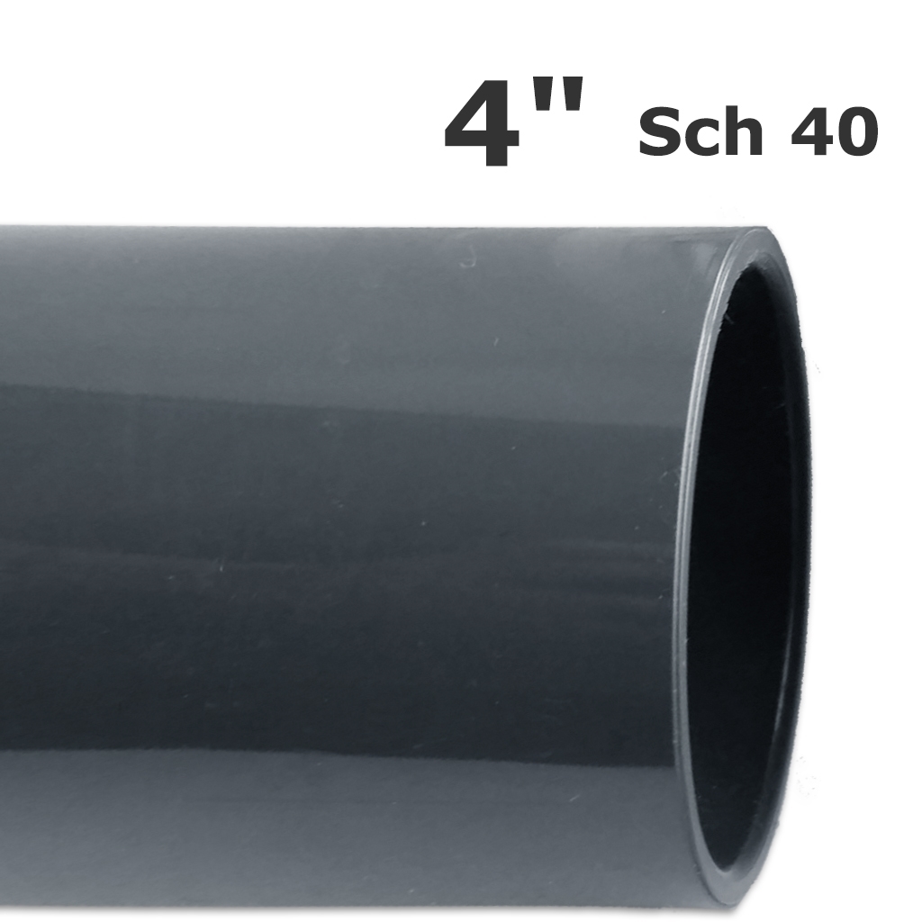 Sch 40 grey PVC pipe 4 in. (ID 3.998 in. OD 4.500 in.) (20 ft.)