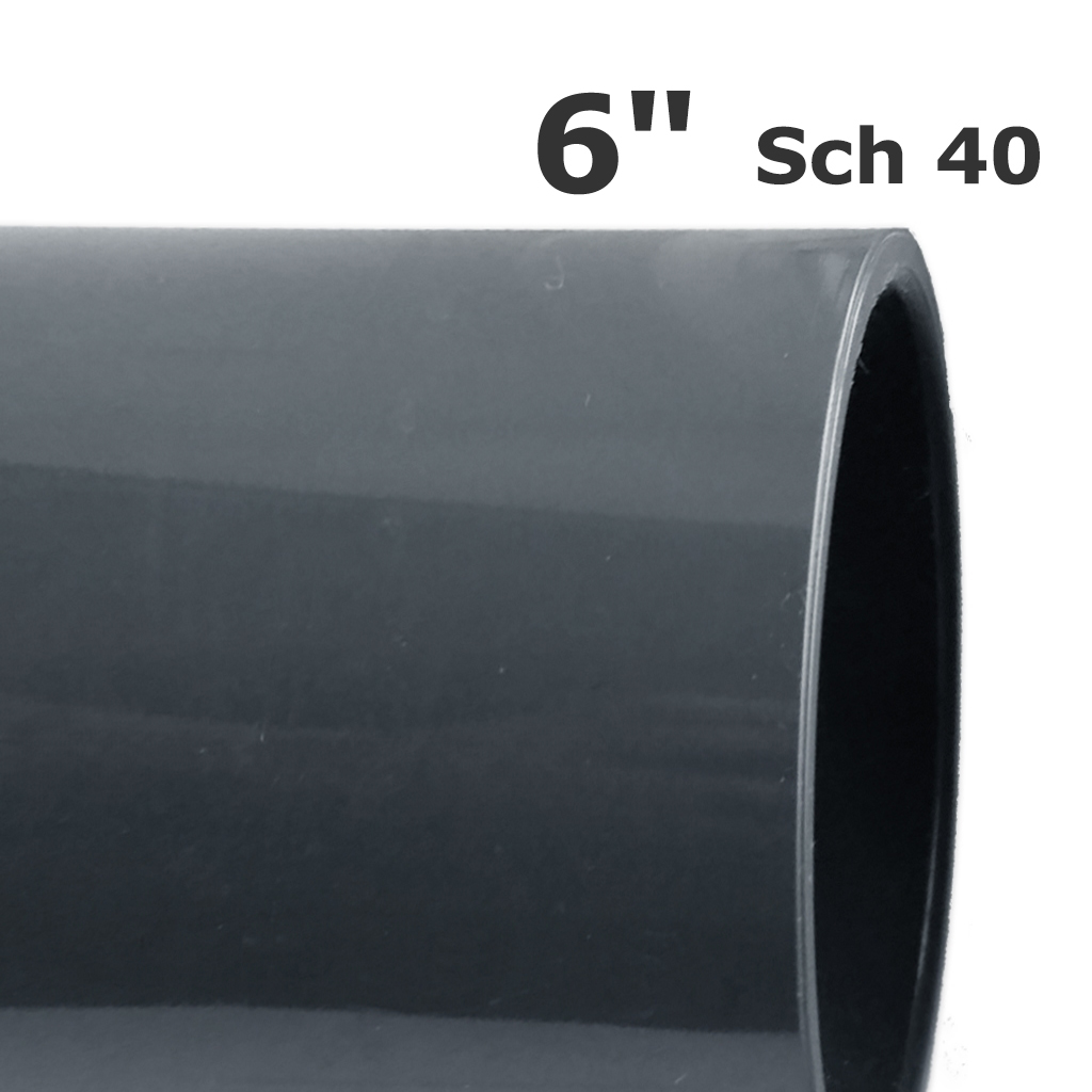 Tuyau PVC Ced40 gris 6" (ID 6,031" OD 6,625") (20')