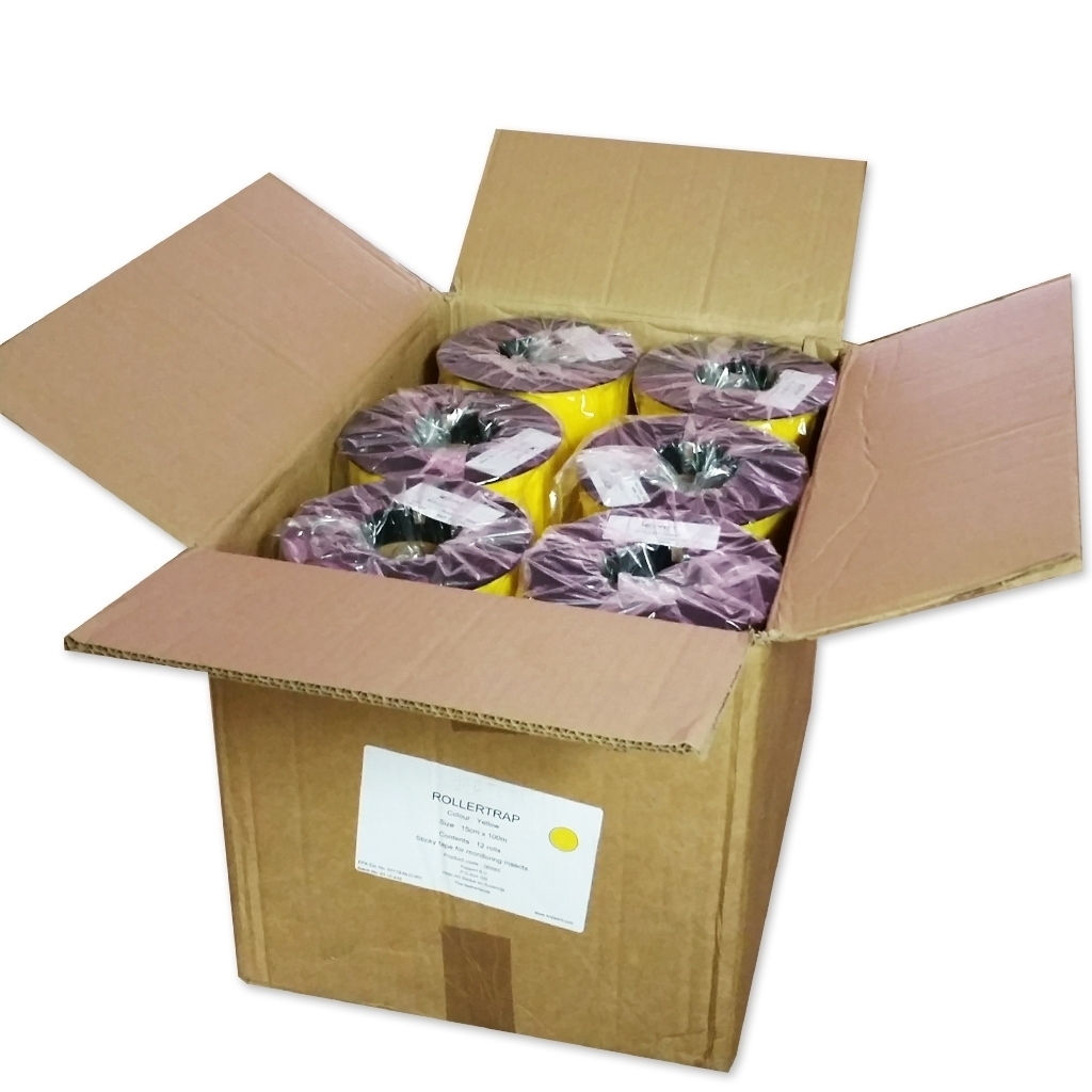 Piège ruban collant jaune 15cmx100m (rouleau) - vendu en boîte complète (12rouleaux/boîte)