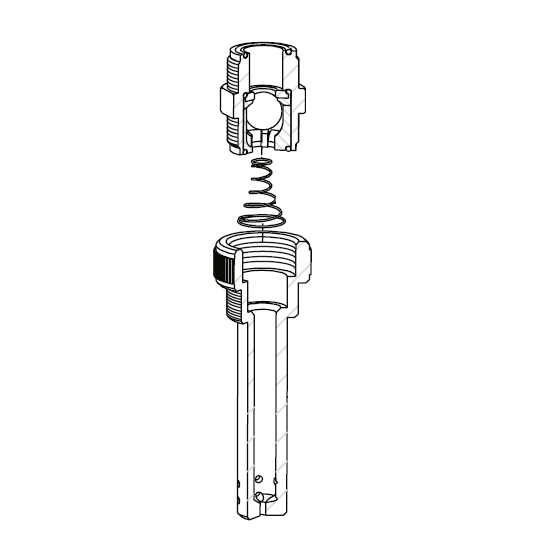 Clapet anti-retour d'injection (injection valve) 3/4" PP 45mm avec spring pour système avec pompe doseuse ITC Dostec