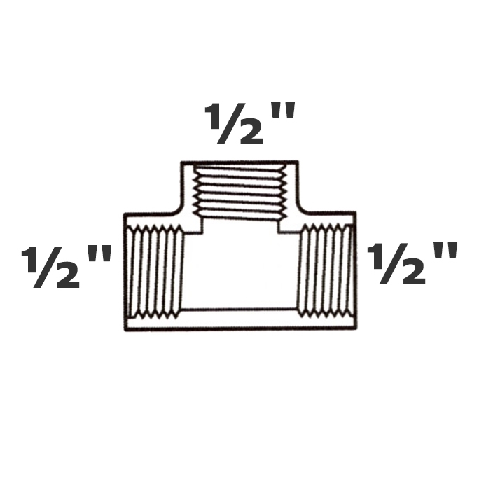 T gris 1/2 FPT x 1/2 FPT x 1/2 FPT sch 40