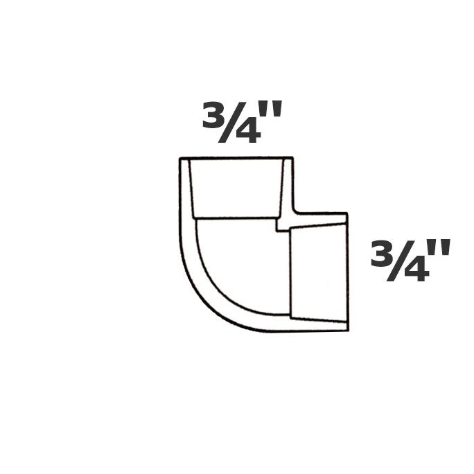 Coude gris 90° 3/4 sl x 3/4 sl sch 40