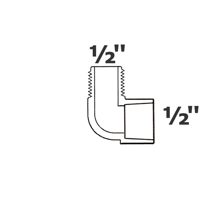 Elbow grey 90  1/2 MPT x 1/2 sl sch 40