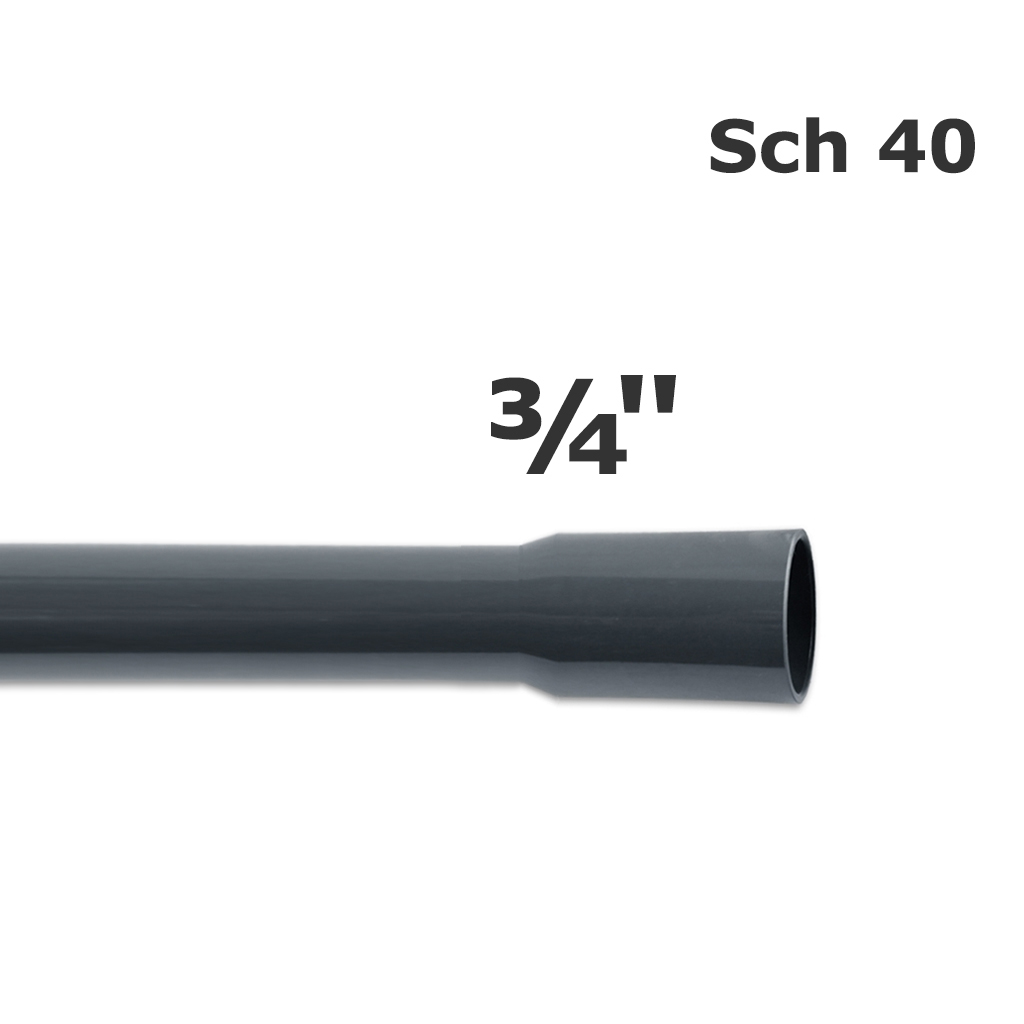 Tuyau PVC Ced40 gris 3/4" (ID 0,810" OD 1,050") (10') avec cloche