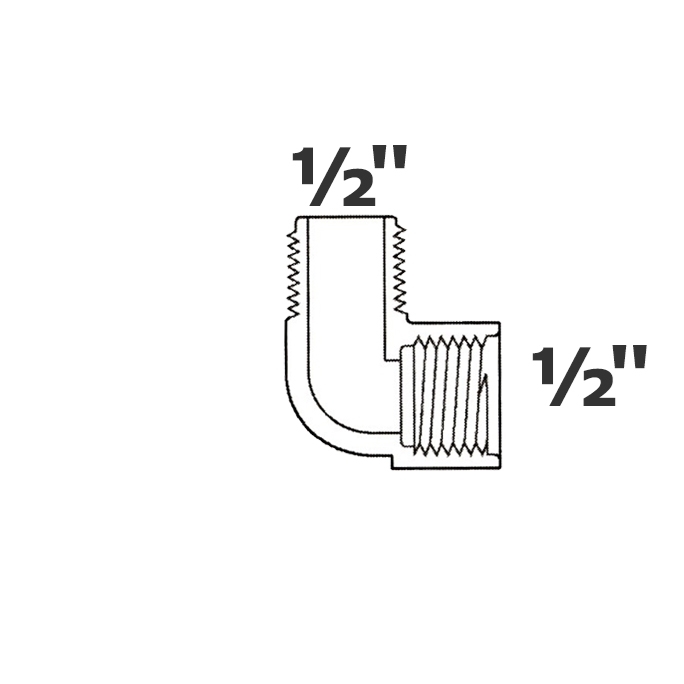 Coude gris 90° 1/2 MPT x 1/2 FPT sch 40