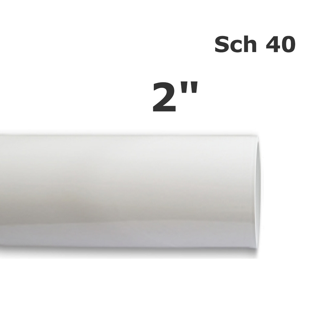 Sch 40 white PVC pipe 2 in. (ID 2.049 in. OD 2.375 in.) (10 ft.)