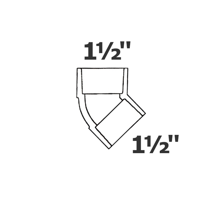 Codo gris 45° 1 1/2 sl x 1 1/2 sl sch 40