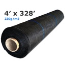 Couvre-sol géotextile tissé NOIR ligné BLEU polyp 220g 1,22m(4')x100m(328') perméable