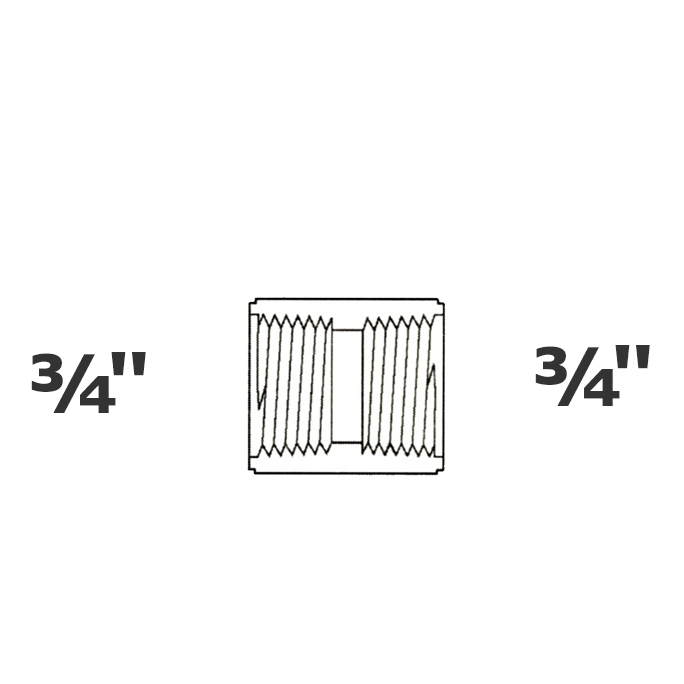 Coupling grey 3/4 FPT x 3/4 FPT sch 40