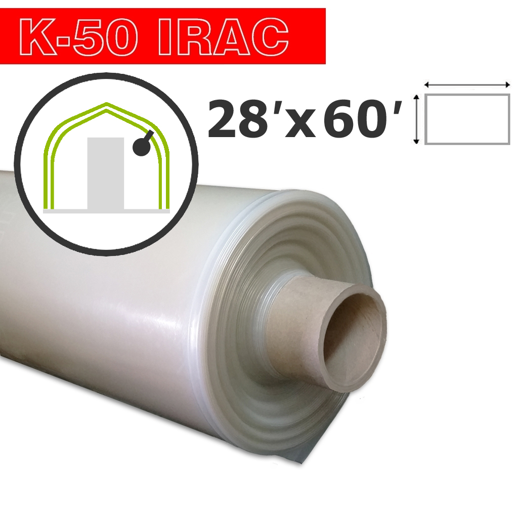 Poly 28' Hoja IRAC 6mil K-50 50UV Klerk's 28' x 60' *Invernadero 2* - Como se ve en l'Académie Potagère