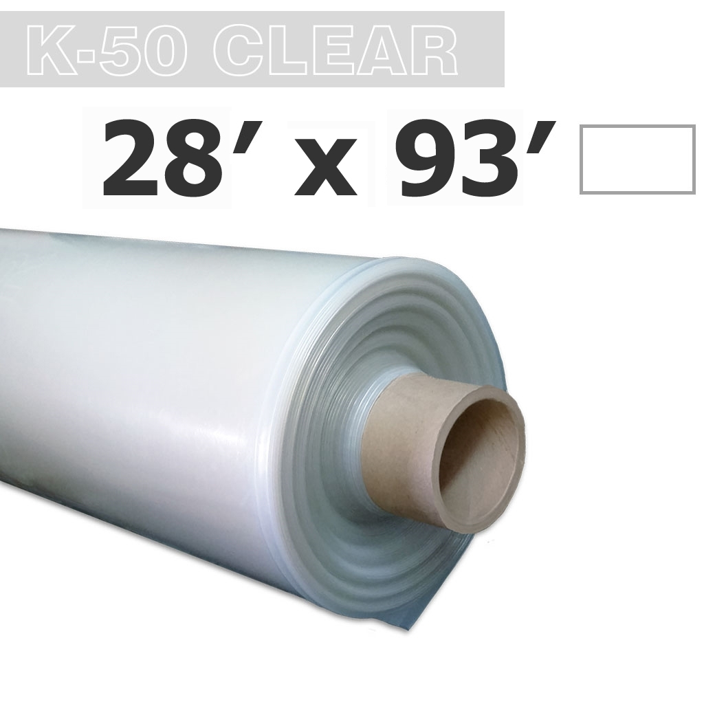 ​Poly 28' Sheet Clear 6mil K-50 50UV Klerk's *pre-cut* 28' x 93'