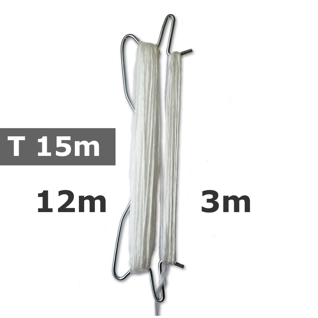 Crochet pré-enr. en INVENTAIRE double 220mm, ficelle blanche, total: 15m, tombée: 3m