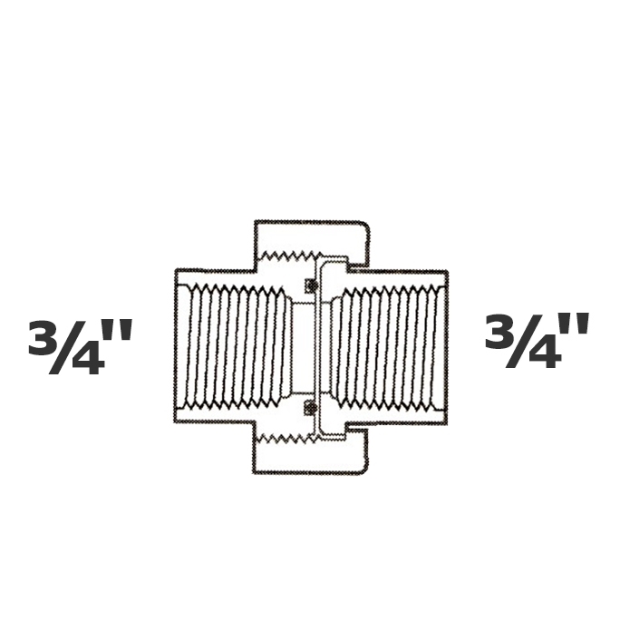 Unión gris 3/4 FPT x 3/4 FPT sello Buna-N sch 40