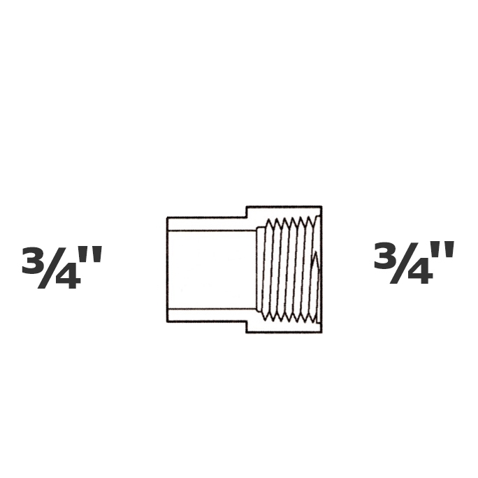 Adaptador gris 3/4 SP x 3/4 FPT sch 40