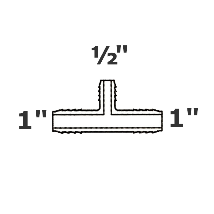 Reducer tee grey 1 ins x 1 ins x 1/2 ins