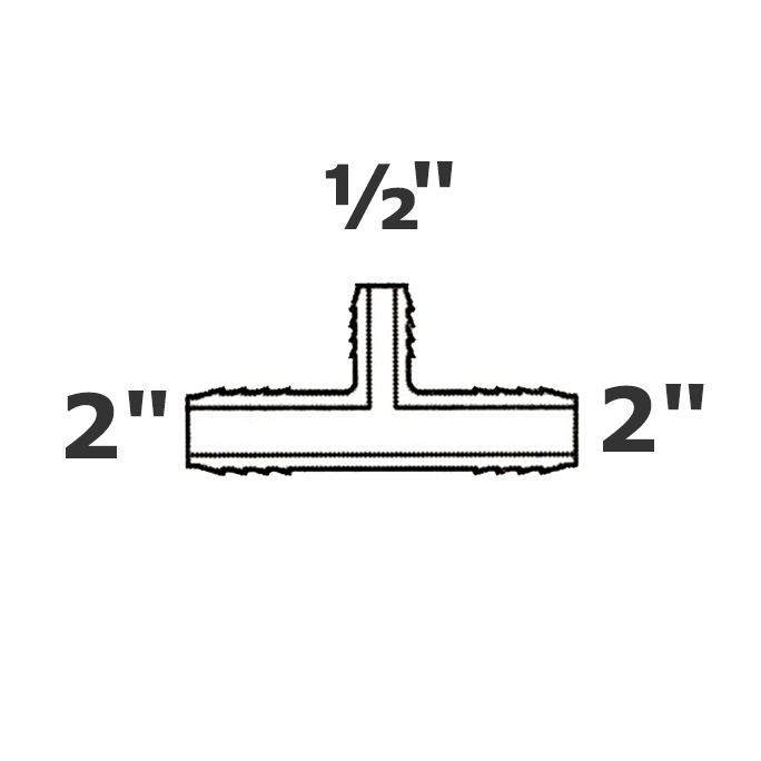 Reducer tee grey 2 ins x 2 ins x 1/2 ins