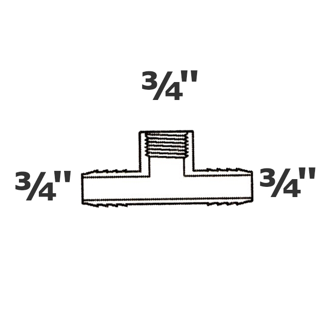 T gris 3/4 ins x 3/4 ins x 3/4 FPT