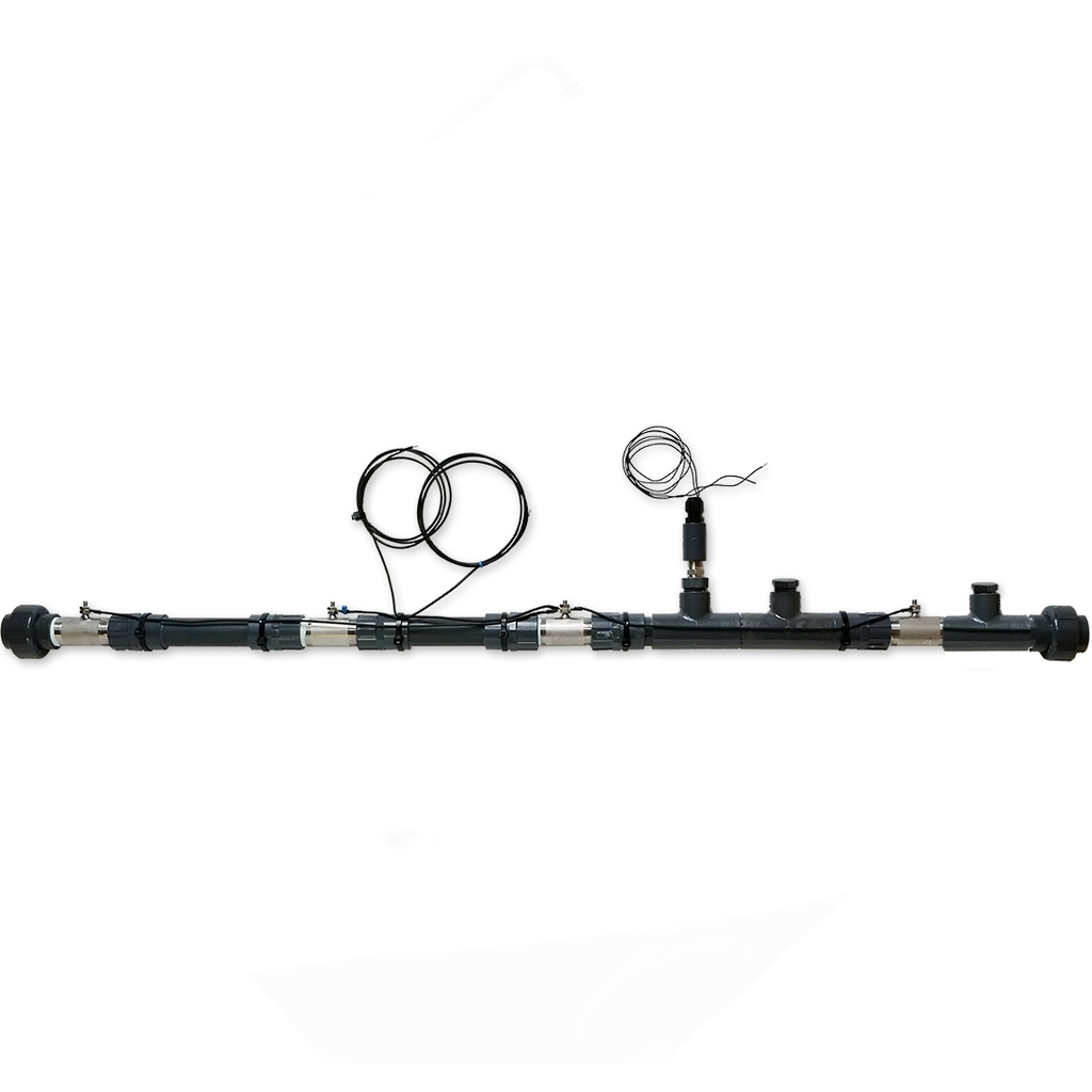 ECT-IN inline EC/T° probe assembly w/pH probe mount, with wells for 3/4 MPT flowswitch and for 12mm pH probe
