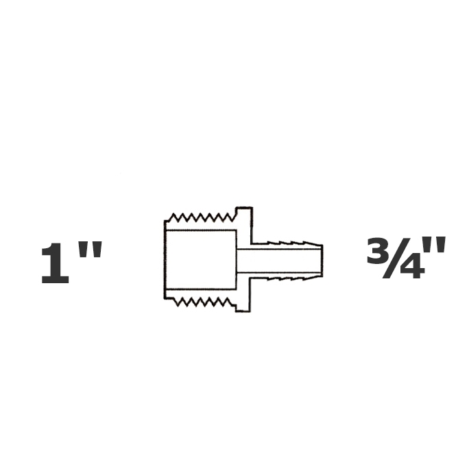 Adaptador gris reduce 1 MPT x 3/4 ins