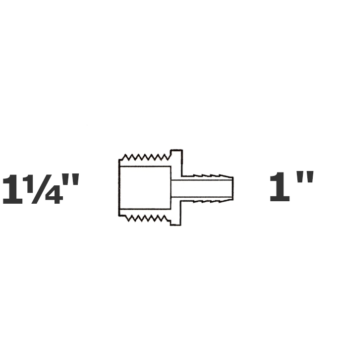 Adaptateur gris réduit 1 1/4 MPT x 1 ins