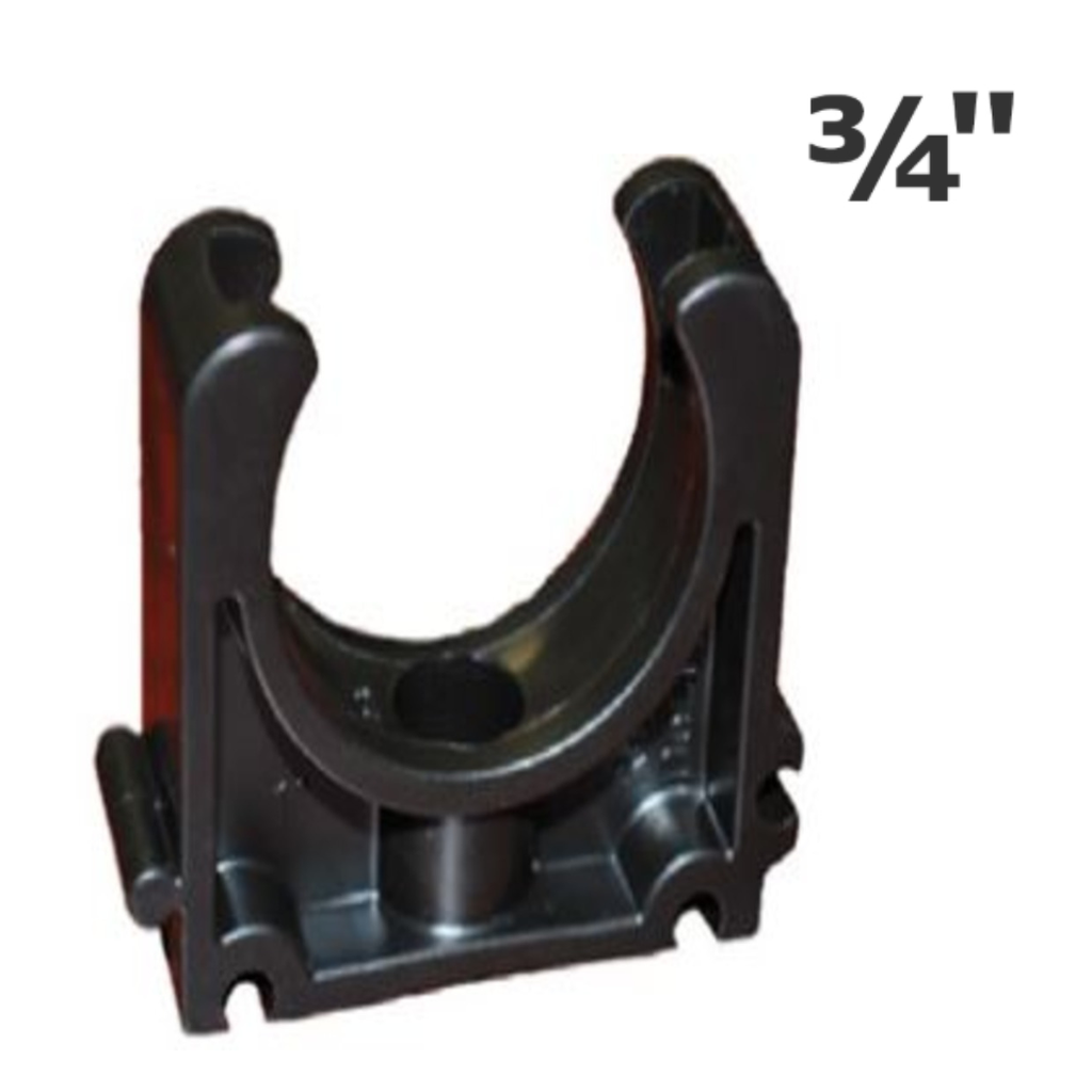 Clip plastique noir pour maintien tuyau - 3/4"