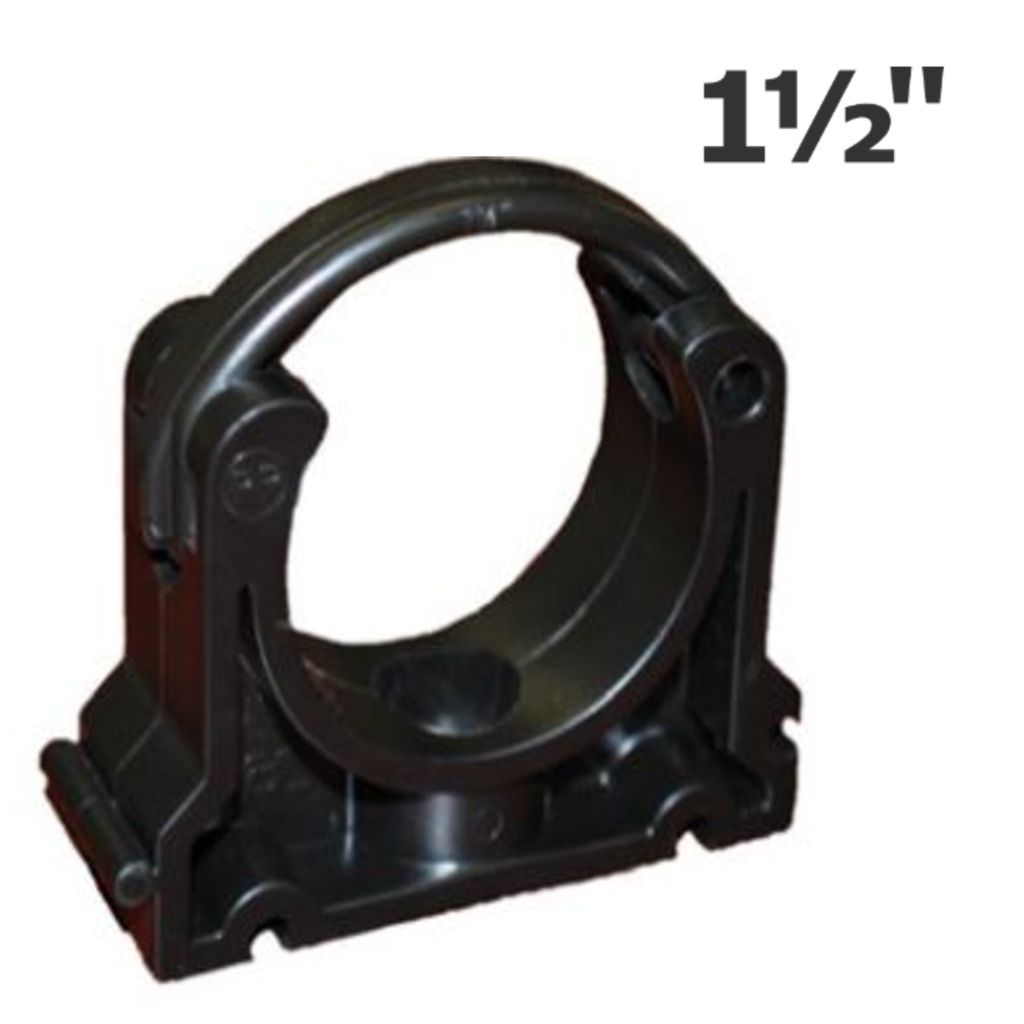 Clip plastique noir pour maintien tuyau - 1-1/2"