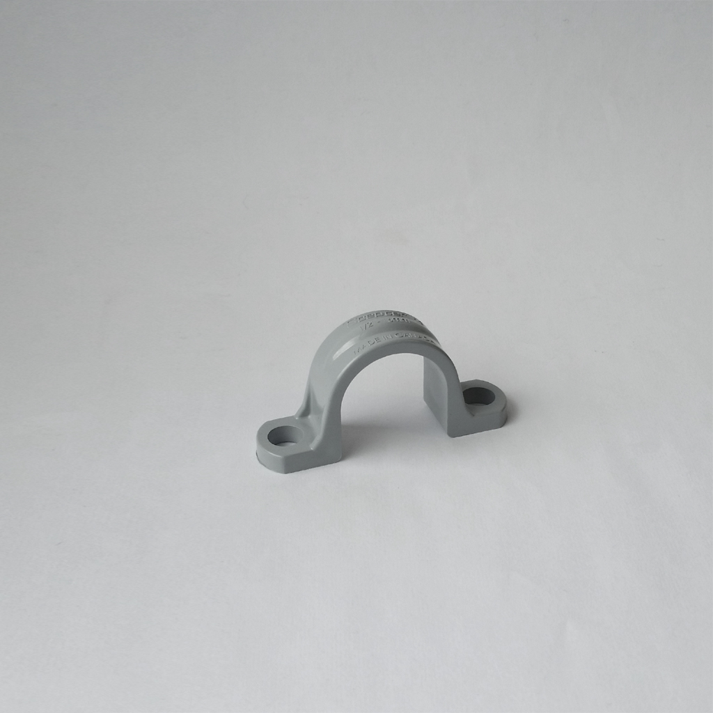 Grey PVC pipe strap 1/2