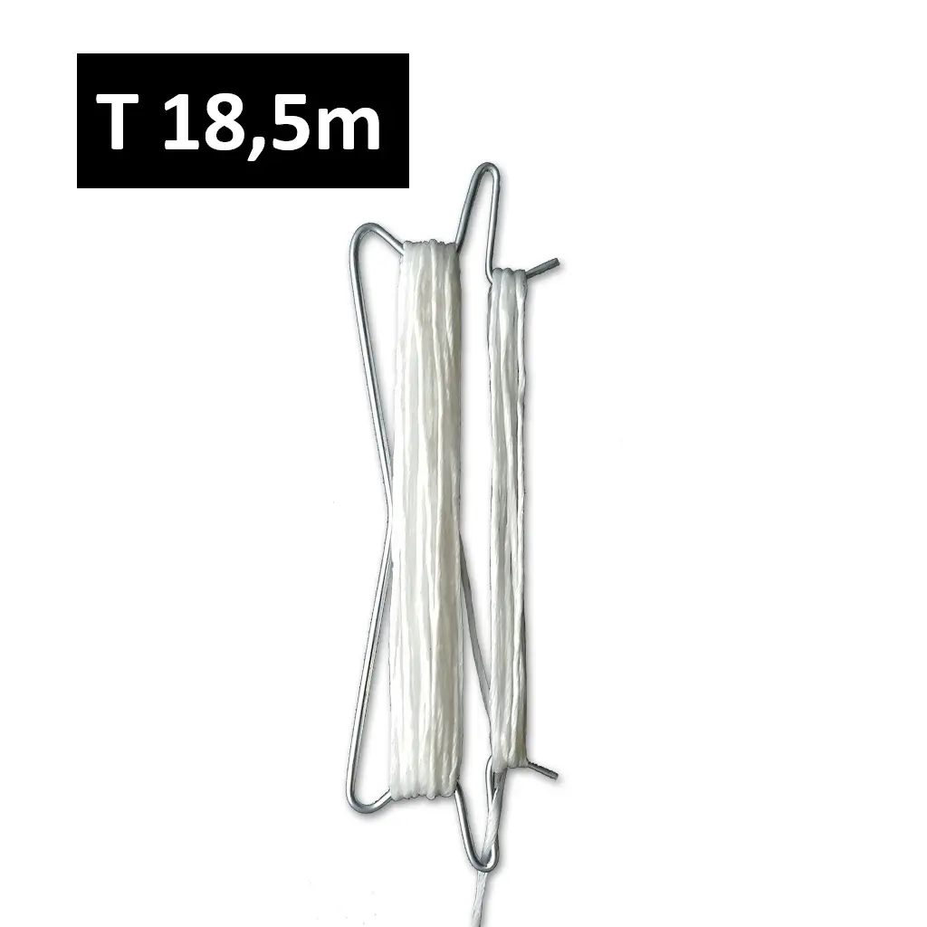 Gancho pre-enr. doble 180mm EN INVENTARIO, hilo blanco, total: 18.5m, caida: 4m 