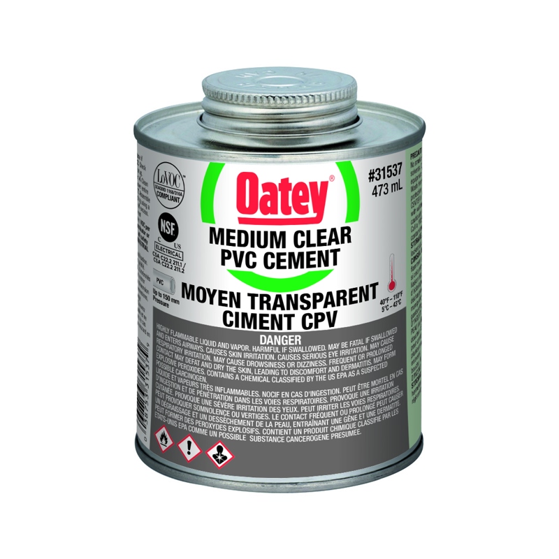 Cemento de PVC medium transparente Oatey #31537 (473 ml)