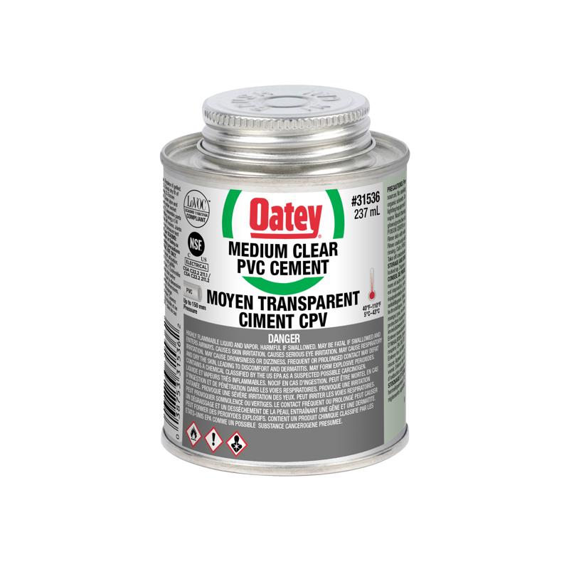 Medium clear PVC cement Oatey #31536 (236 ml)