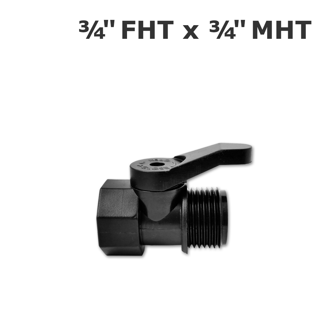 Mini valve 3/4" MHT x 3/4" FHT (black handle)