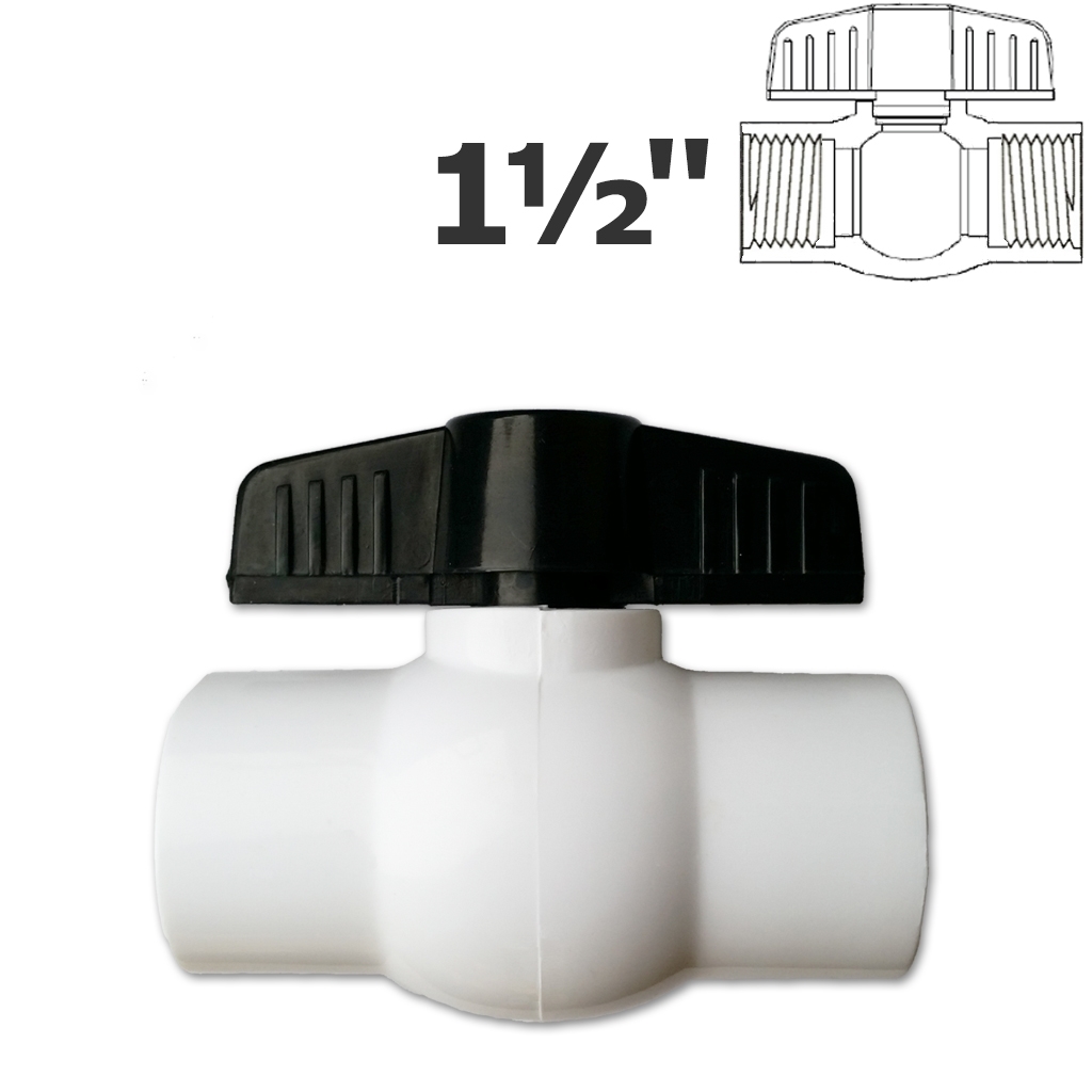 1 1/2" FPT white ball valve