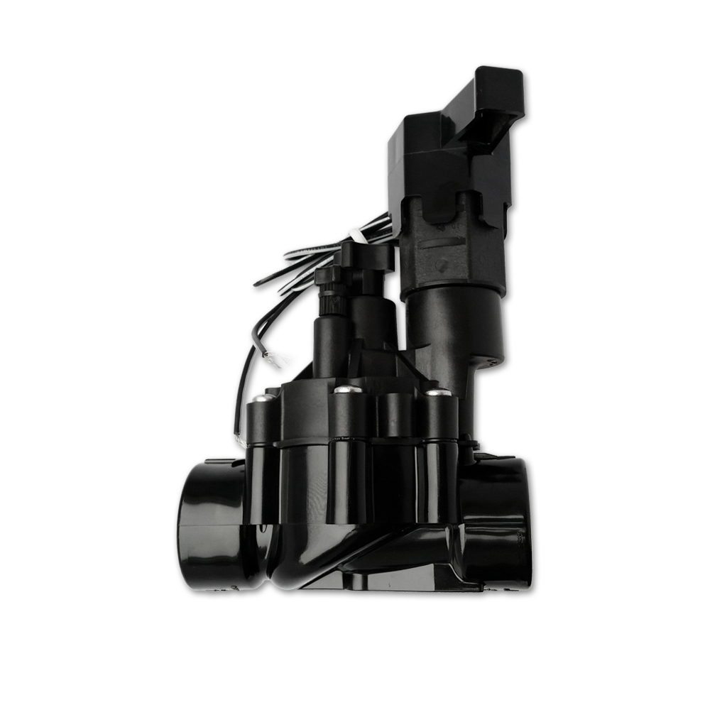 Valve électrique 24Vac 1" FPT noire (droite) régul. débit