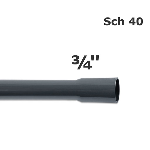 [150-100-051100CL-10] Tubo de PVC gris Sch 40 de 3/4 pulg. (DI 0,810 pulg. DE 1,050 pulg.) (10 pies) con extremo acampanado