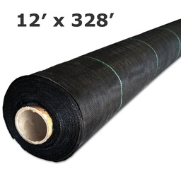 [140-110-041300] Black green-lined woven ground cover 3.66mx100m (12'x 328') 115g, permeable