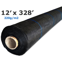 [140-110-041320] Black blue-lined woven ground cover 3.66mx100m (12'x 328') 220g, permeable