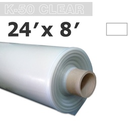 [140-130-02K12-F24-008P] ​Poly 24' Sheet Clear 6mil K-50 50UV Klerk's *pre-cut* 24' x 8'