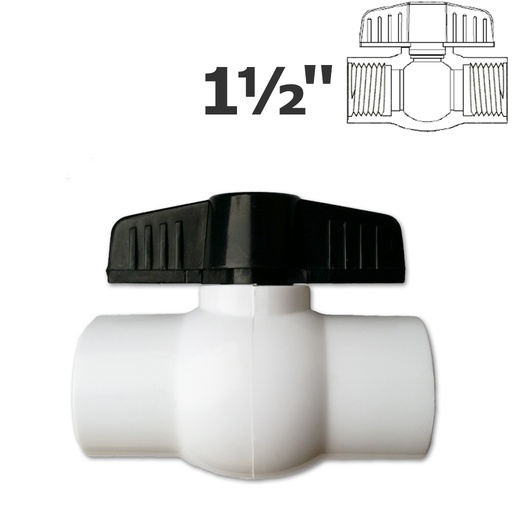 [150-150-013400] 1 1/2" FPT white ball valve