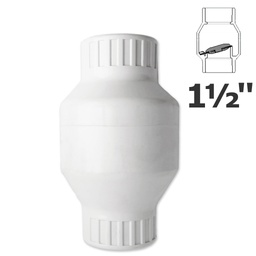 [150-150-051500] 1 1/2 in. sl white PVC swing check valve