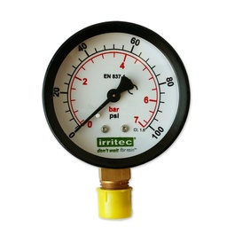[160-110-061400] Pressure gauge 2.5", 0-100 PSI, 1/4" MPT, dry