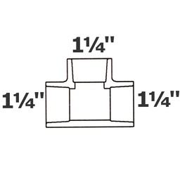 [190-110-000495] Tee grey 1 1/4 sl x 1 1/4 sl x 1 1/4 sl sch 40