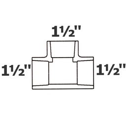 [190-110-000595] T gris 1 1/2 sl x 1 1/2 sl x 1 1/2 sl sch 40