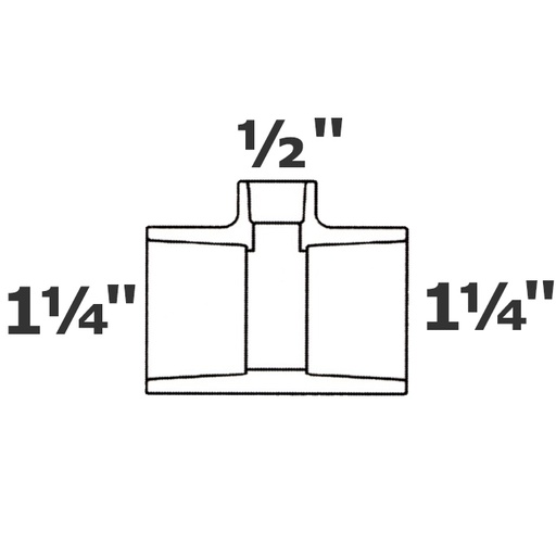 [190-110-001535] Reducer tee grey 1 1/4 sl x 1 1/4 sl x 1/2 sl sch 40